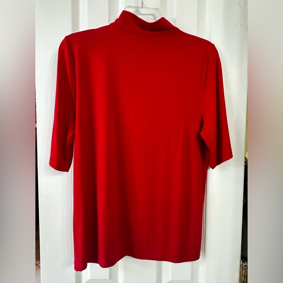 Talbots Size LP red dress top with three sparkly buttons by neckline - Picture 2 of 4